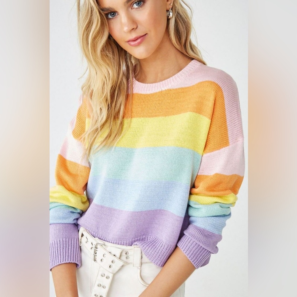 Forever 21 Rainbow Striped Sweater